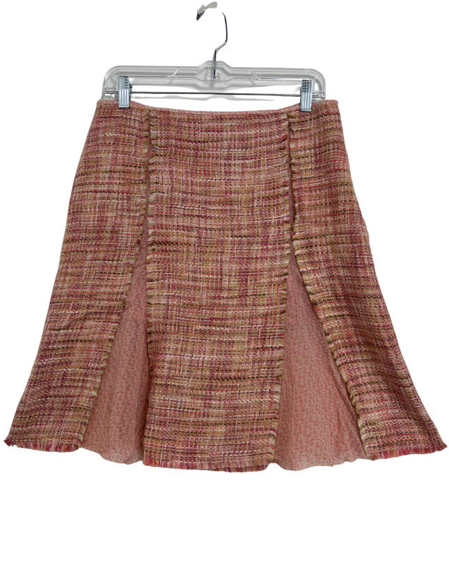 Liz Claiborne Pink Bouclé Tweed Silk Pleat Inserts Mini Skirt