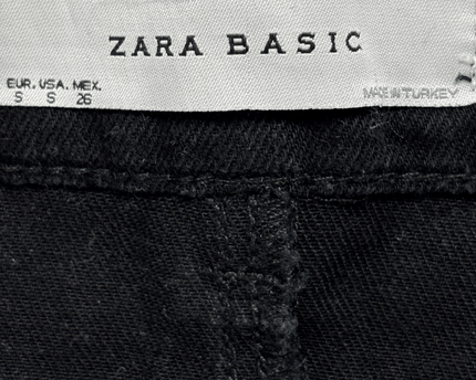 Zara Basic Black High-Waist Denim Pencil Skirt