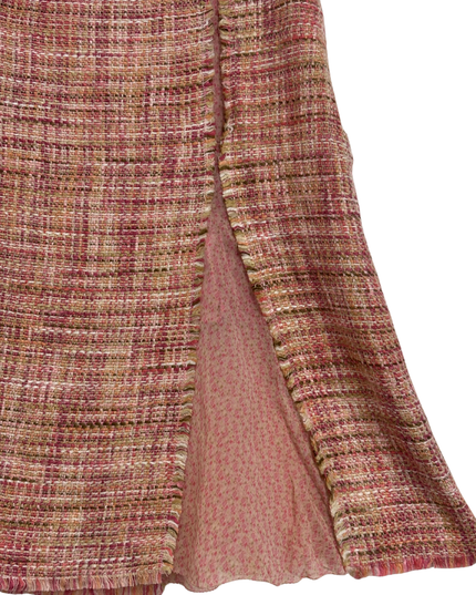 Liz Claiborne Pink Bouclé Tweed Silk Pleat Inserts Mini Skirt