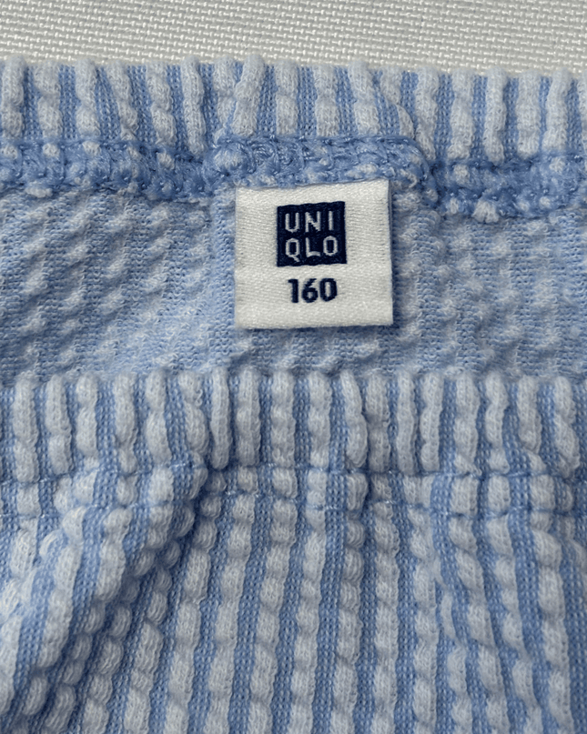 Uniqlo Seersucker Striped Puff Sleeve Square Neck Blouse
