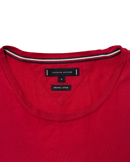 Tommy Hilfiger Red Organic Cotton Hilfiger Logo T-Shirt - L