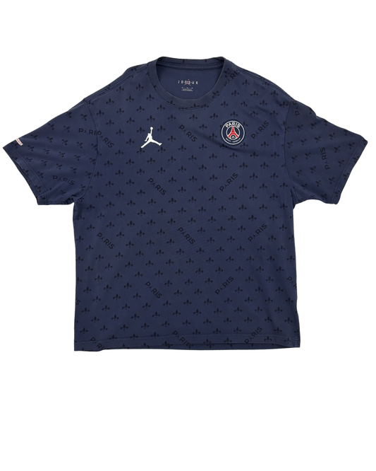 Jordan x PSG Navy Blue Fleur-de-Lis Logo Football Jersey T-Shirt - XL