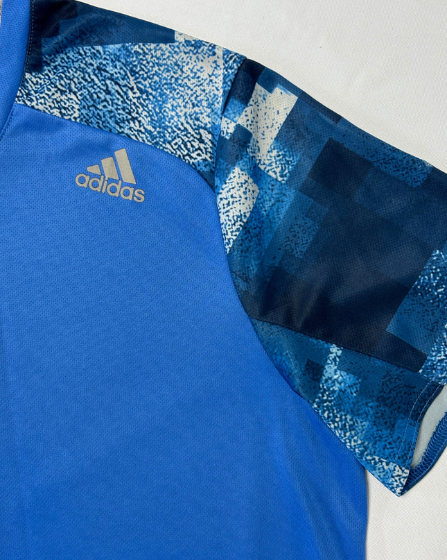 Adidas Running Blue Graphic Sleeve Climalite Training T-Shirt