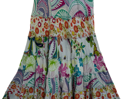 Sacred Threads Multicolor Tiered Boho Patchwork Cotton Maxi Skirt