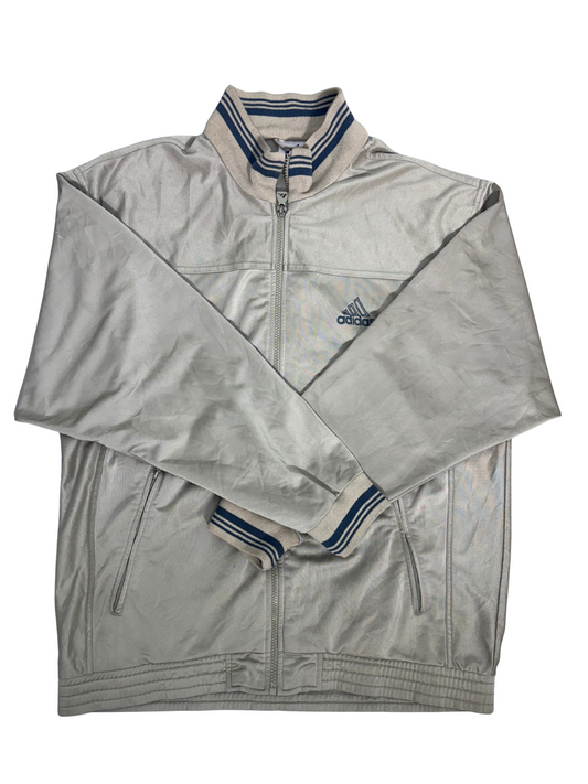 Adidas Retro Track Jacket - Light Grey with Navy Trim - XL