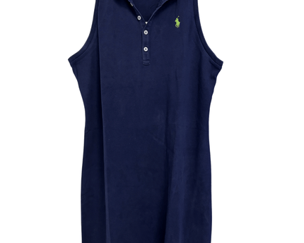 Ralph Lauren Navy Blue Sleeveless with Green Pony Logo Polo Dress