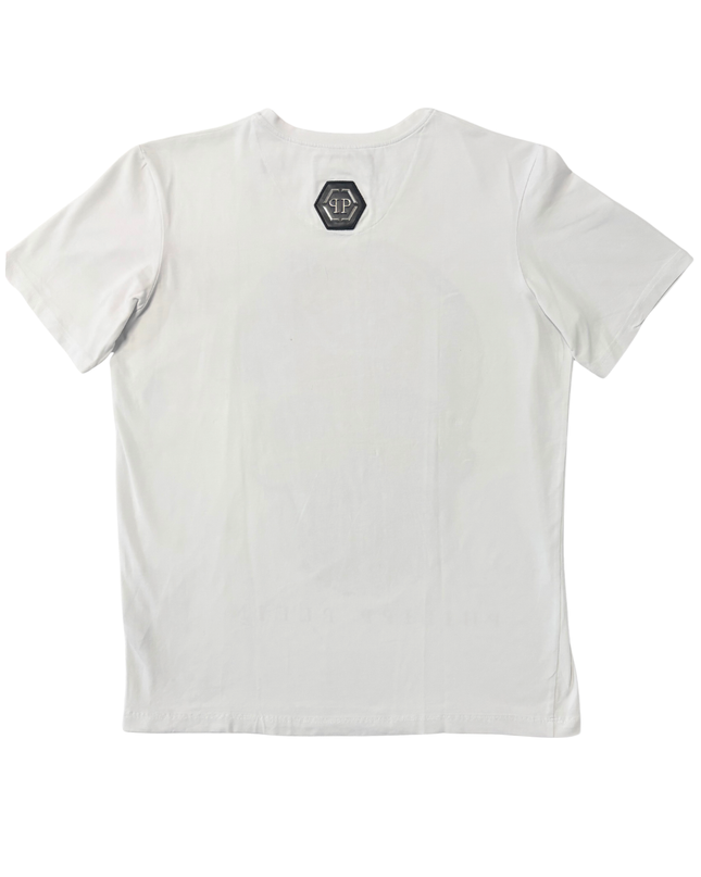 Philipp Plein Couture White Skull Crystal Studded Graphic T-Shirt - L