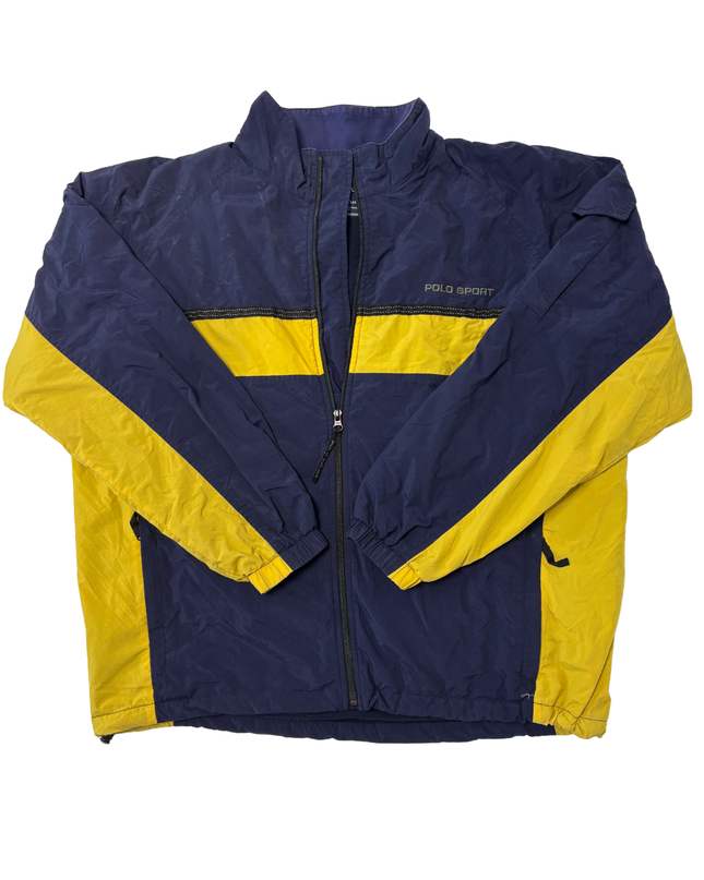 Ralph Lauren Sport Navy Blue & Yellow Colorblock Windbreaker Jacket
