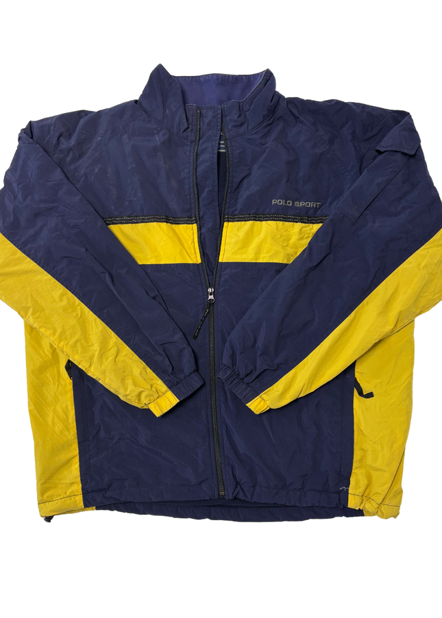 Ralph Lauren Sport Navy Blue & Yellow Colorblock Windbreaker Jacket