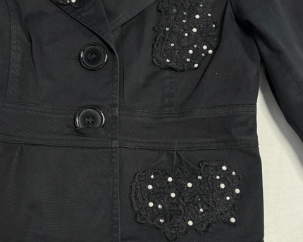 Ceres Black Lace Pearl Embellished Fashion Jacket