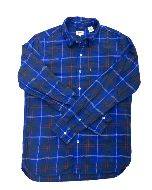 Levi's Blue Check Cotton Shirt - M
