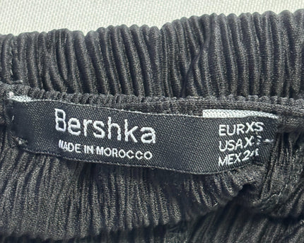 Bershka Black Plissé Textured Wrap Top