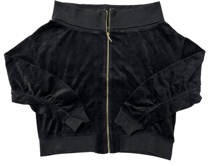 Juicy Couture Black Label Velour Zip-Up Black Track Jacket