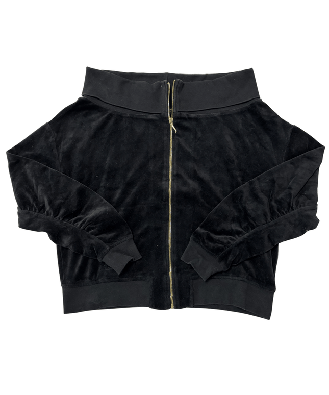 Juicy Couture Black Label Velour Zip-Up Black Track Jacket