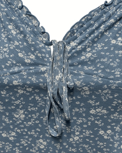 American Eagle Casual Mini Dress Blue & White Floral Pattern