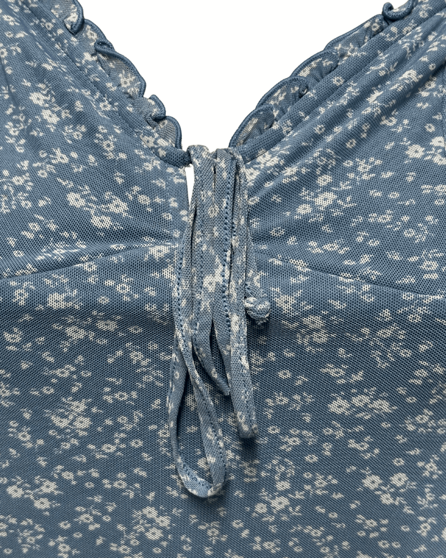 American Eagle Casual Mini Dress Blue & White Floral Pattern