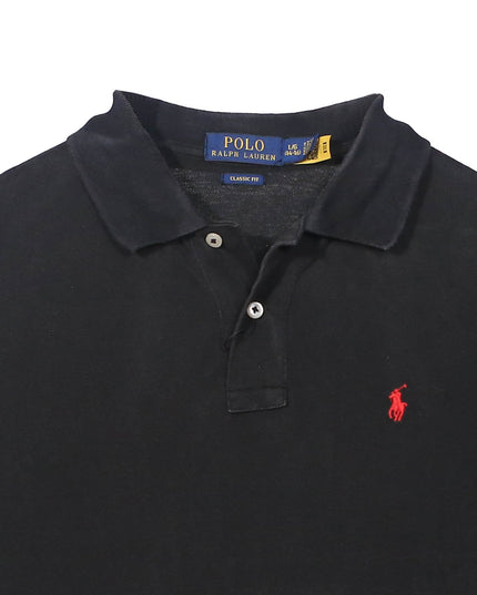 Ralph Lauren Classic Fit Black Pique Cotton Polo Shirt