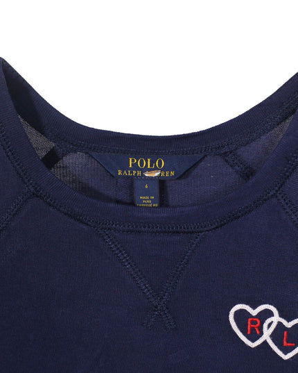 Ralph Lauren Navy Blue Heart Embroidered Cotton Top
