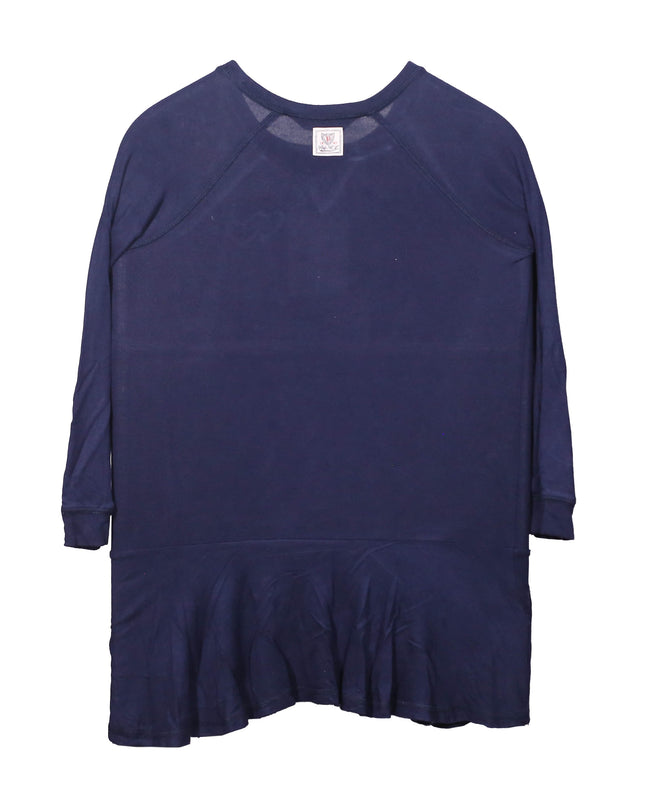 Ralph Lauren Navy Blue Heart Embroidered Cotton Top
