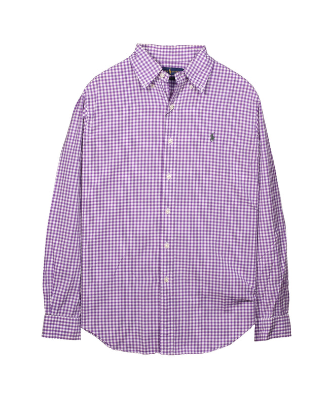 Ralph Lauren Check Button Up Long Sleeve Cotton Purple Shirt