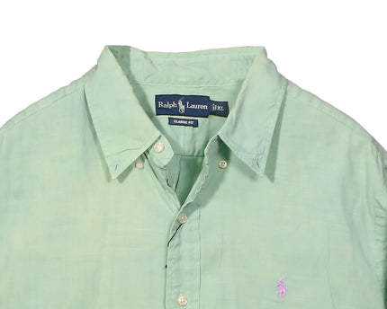 Ralph Lauren Classic Fit Mint Green Short-Sleeve Linen Shirt