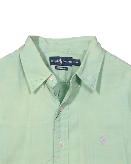 Ralph Lauren Classic Fit Mint Green Short-Sleeve Linen Shirt