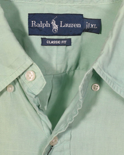Ralph Lauren Classic Fit Mint Green Short-Sleeve Linen Shirt