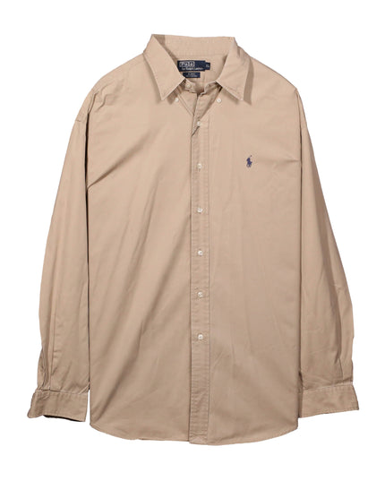 Ralph Lauren Caldwell Camp Linen Silk Button Up Beige Shirt