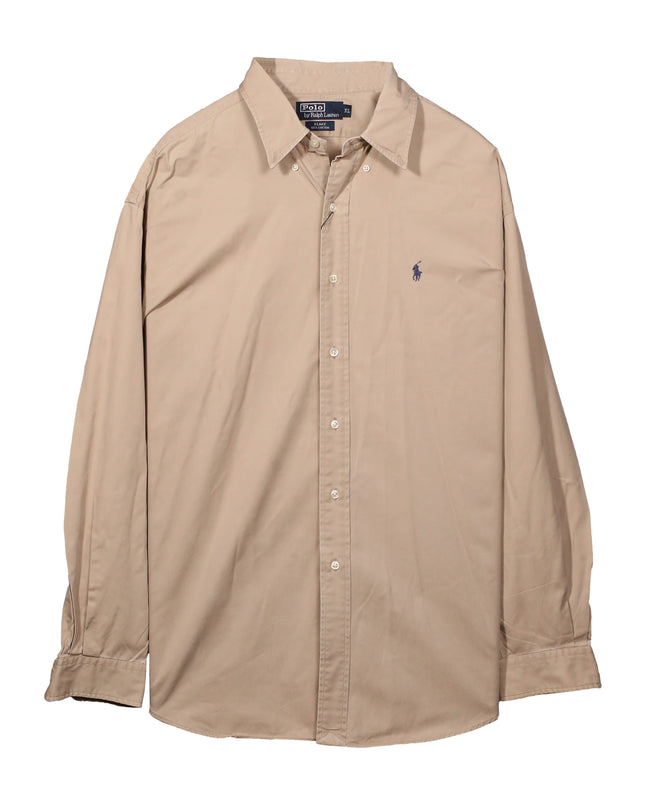 Ralph Lauren Caldwell Camp Linen Silk Button Up Beige Shirt