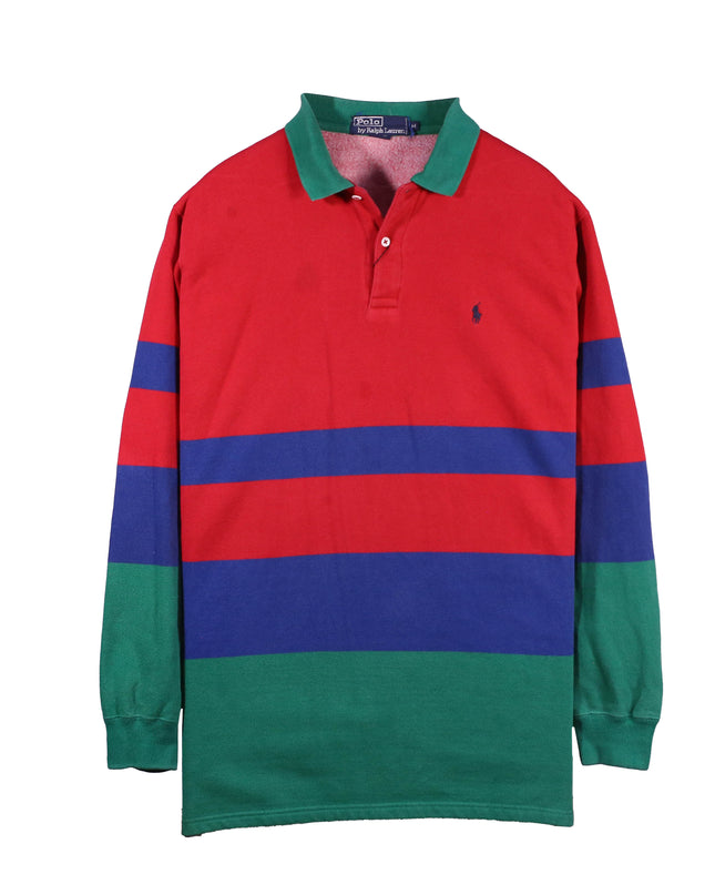 Ralph Lauren Rare Vintage Color Block Striped 90s Polo Shirt