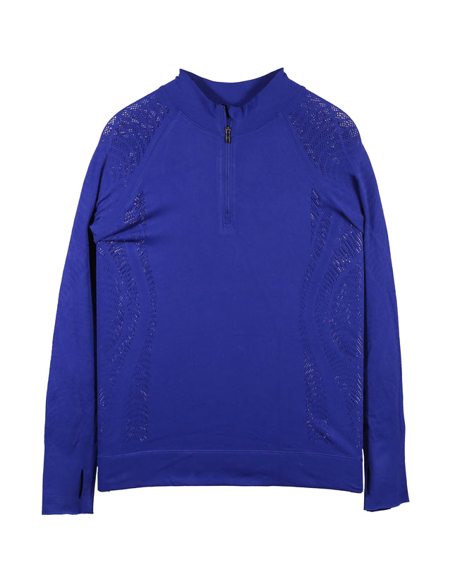 Lululemon Royal Blue Seamless Mesh Half-Zip Training Top