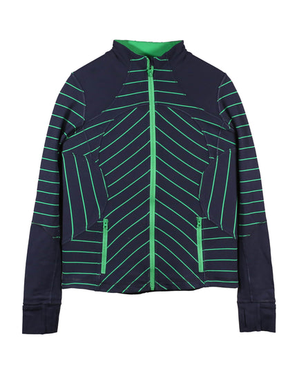 Lululemon Navy & Green Chevron Full-Zip Athletic Jacket