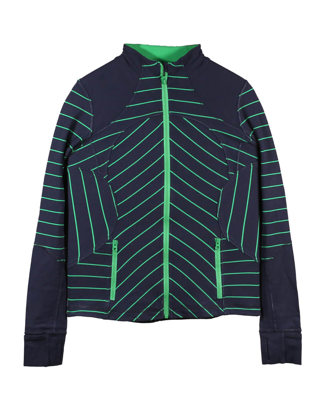 Lululemon Navy & Green Chevron Full-Zip Athletic Jacket