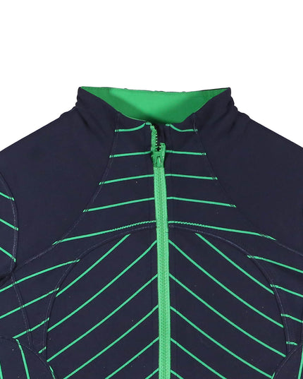 Lululemon Navy & Green Chevron Full-Zip Athletic Jacket