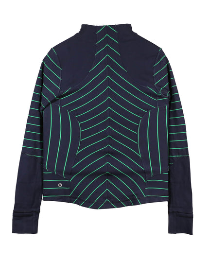 Lululemon Navy & Green Chevron Full-Zip Athletic Jacket