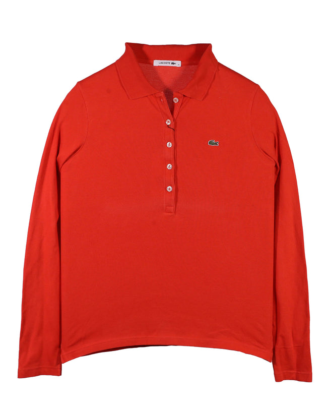 Lacoste Long Sleeve Slim Fit Orange Polo Shirt