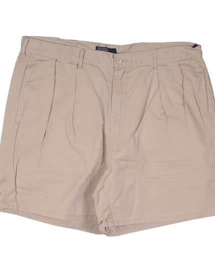 Ralph Lauren Classic Pleated Beige Cotton Shorts