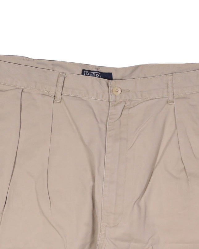 Ralph Lauren Classic Pleated Beige Cotton Shorts