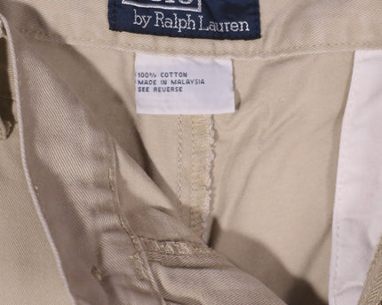 Ralph Lauren Classic Pleated Beige Cotton Shorts