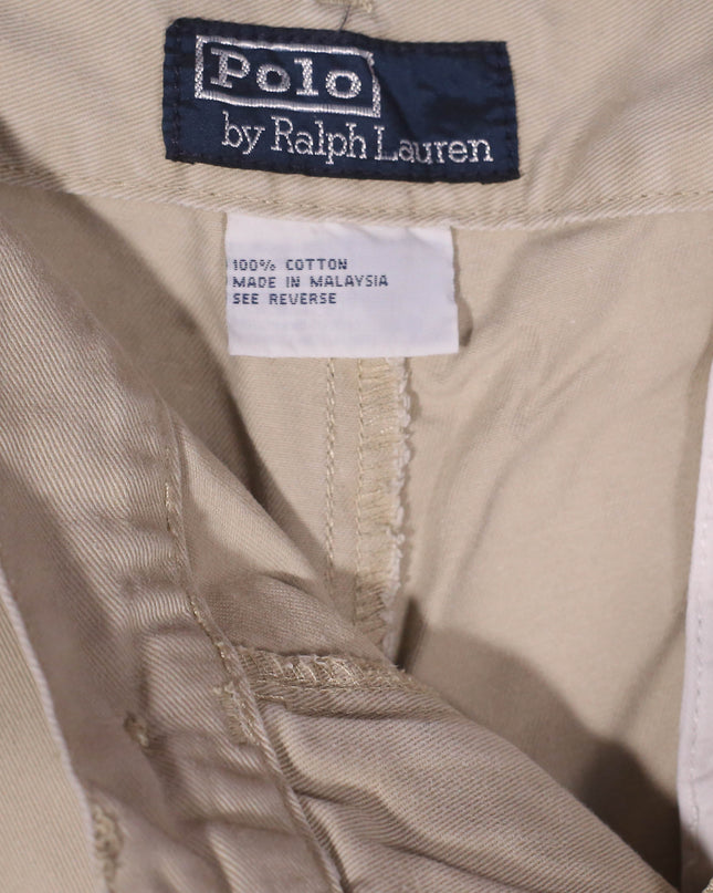 Ralph Lauren Classic Pleated Beige Cotton Shorts