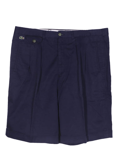 Chemise Lacoste Pleated Navy Blue Cotton Shorts