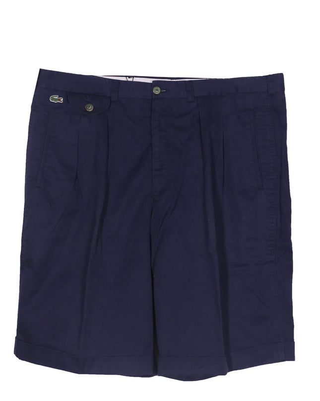 Chemise Lacoste Pleated Navy Blue Cotton Shorts