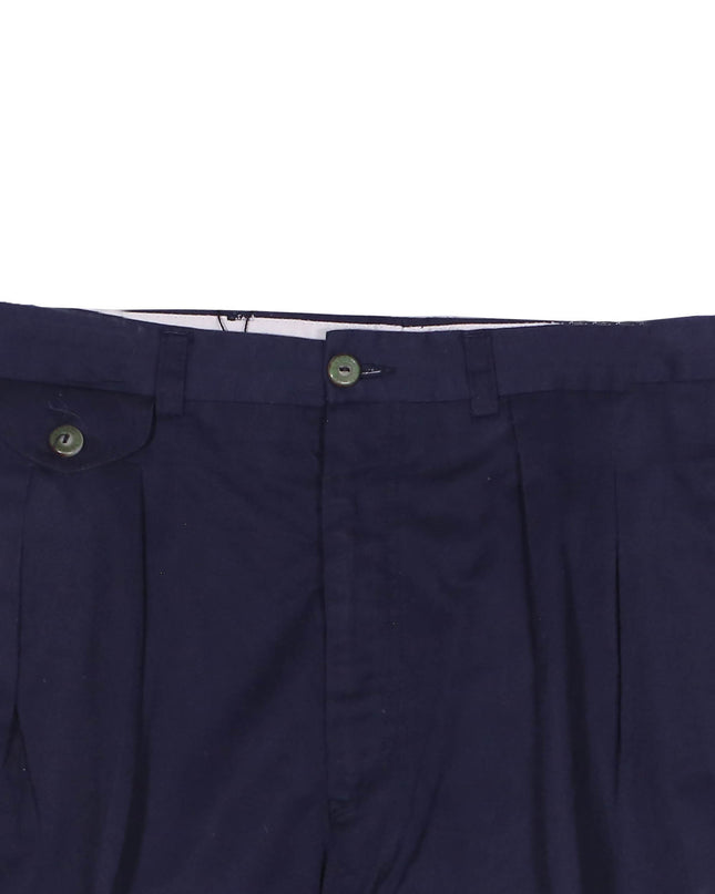 Chemise Lacoste Pleated Navy Blue Cotton Shorts