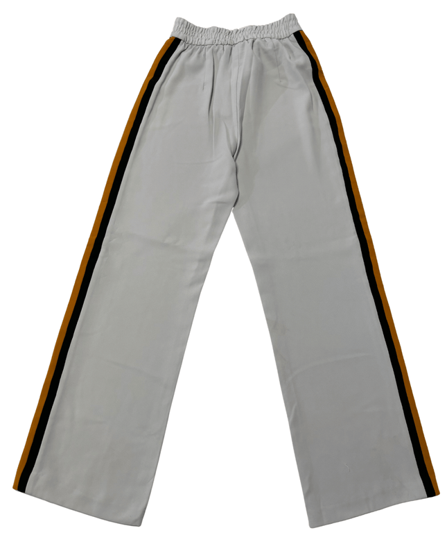 Zara Woman Side-Stripe White Wide-Leg Trousers