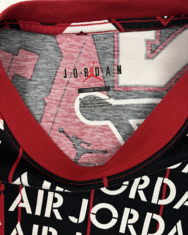 Jordan Red & Black All-Over Graphic T-Shirt - M