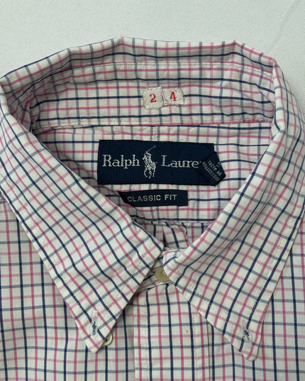 Ralph Lauren Pink & Navy Multi-Check Classic Fit Shirt - XL