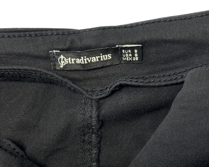 Stradivarius Black Belted Mini Skirt - S | Waist: 28"