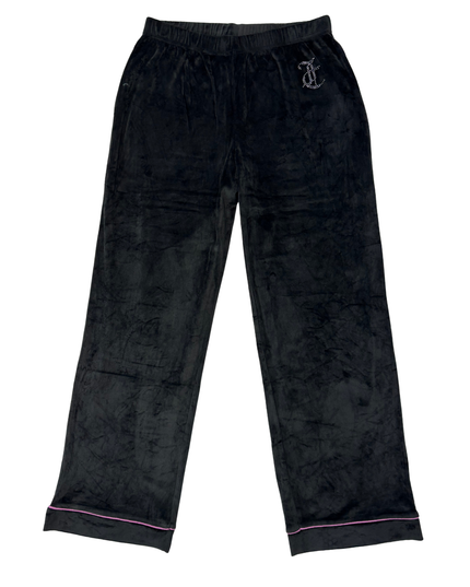 Juicy Couture Black Velour with Rhinestone Logo Pants - XS | Waist: 28"