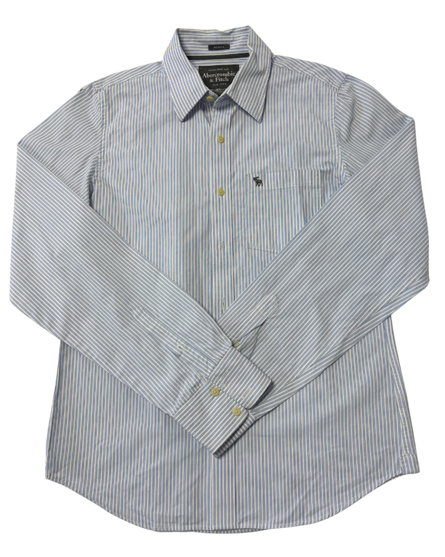 Abercrombie & Fitch Muscle Fit Blue & White Striped Shirt