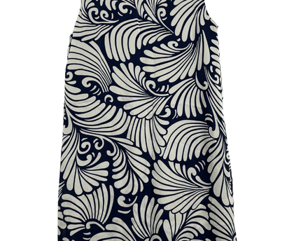 Zara Basic Navy & White Abstract Print Sleeveless Balloon Hem Dress